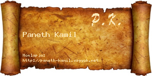 Paneth Kamil névjegykártya